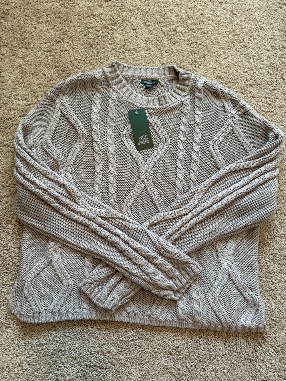 Wild Fable Women's Cable Knit Crewneck Sweater